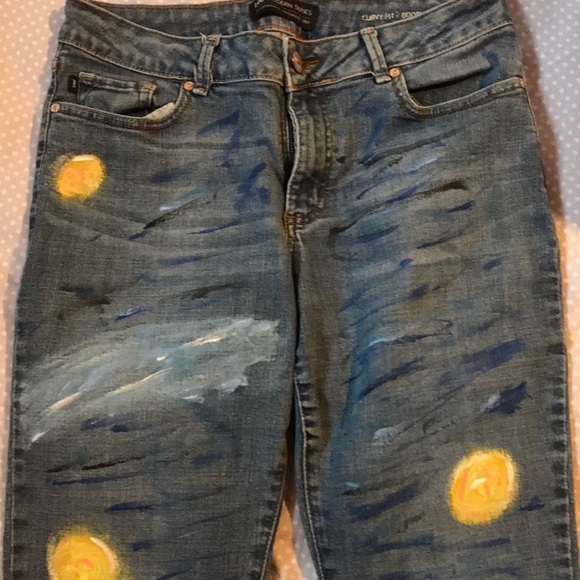 HAND PAINTED Starry Night Jeans - Picture 4 of 7